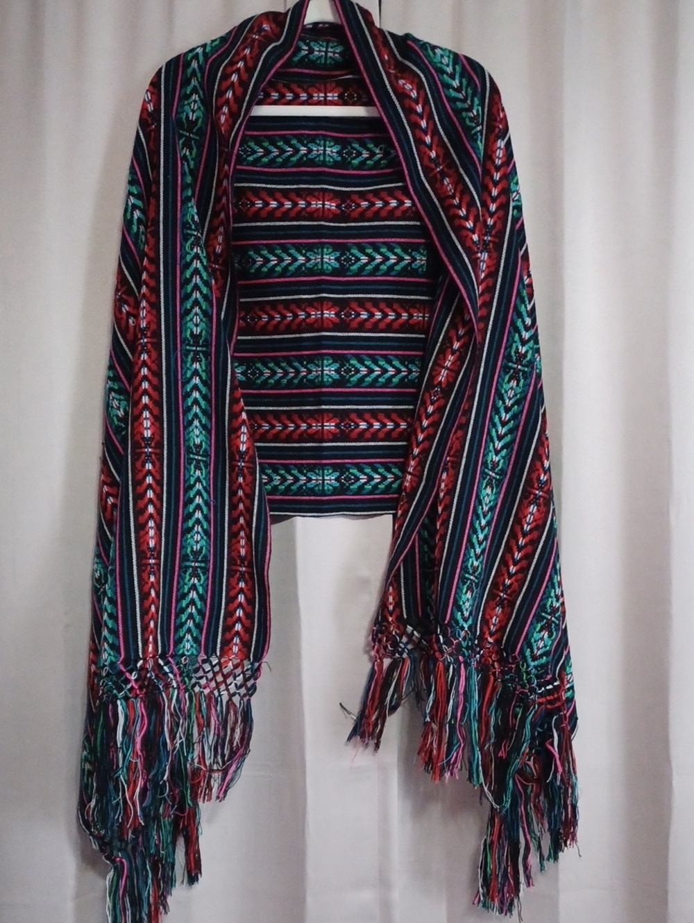 Bohemian Multicolor Woven Fringe Shawl Scarf
